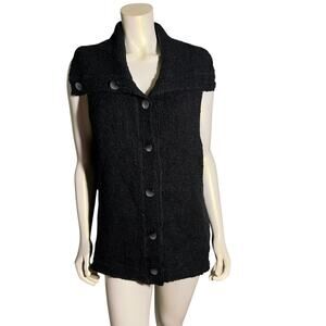 J Jill Black Textured Knit Sleeveless Vest Size XL